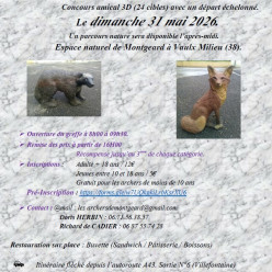 Les Archers de Montgeard. Concours amical 3D. Dimanche 31 mai 2026.